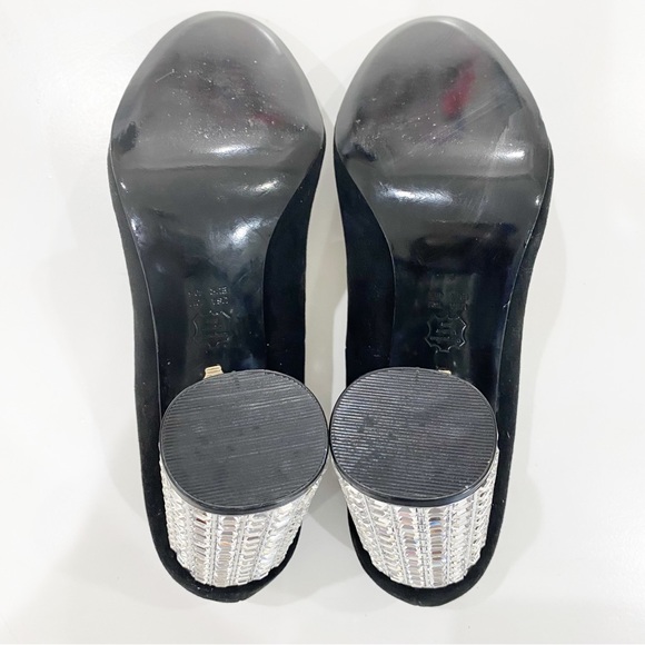 NINA Black Suede Pump Elegant Jewel Encrusted High Heel Size 10 - Picture 8 of 10